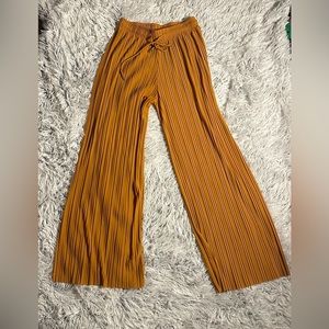 Pleated Wide Leg Palazzo Maxi Pants with Drawstring